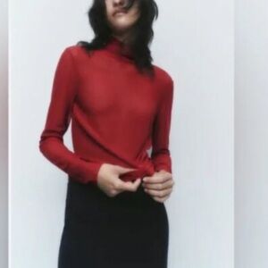 Zara Vibrant Red Long Sleeve Top